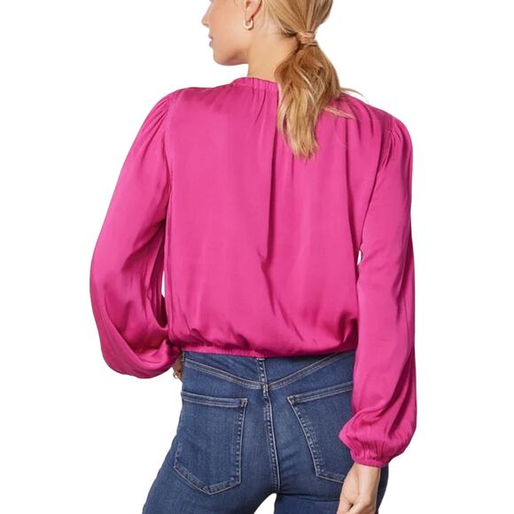 Cloth & Stone Lux Satin Banded Blouse, Pink, Women’s S - Picture 7 of 7